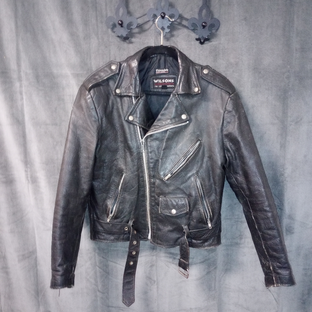 Vintage Wilson's Leather Motorcycle Jacket Size Medium - Picture 1 of 10